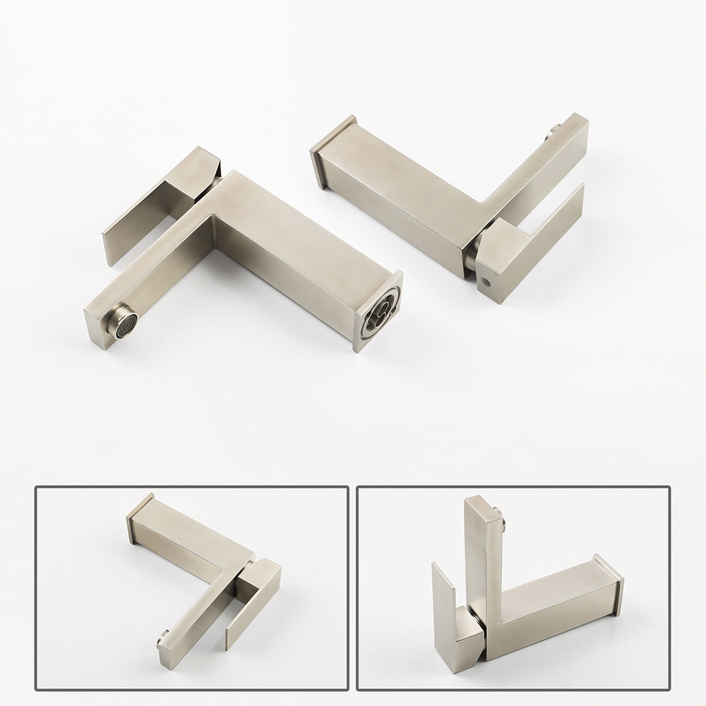 Modern 304 Stainless Steel Square Cold and Hot Single Hole Basin Faucet
