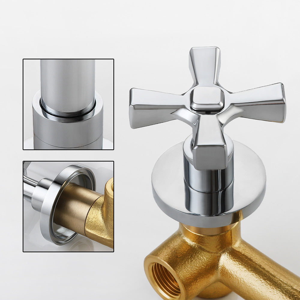Double Handle Wall Mount Bathroom Sink Faucet and Valve