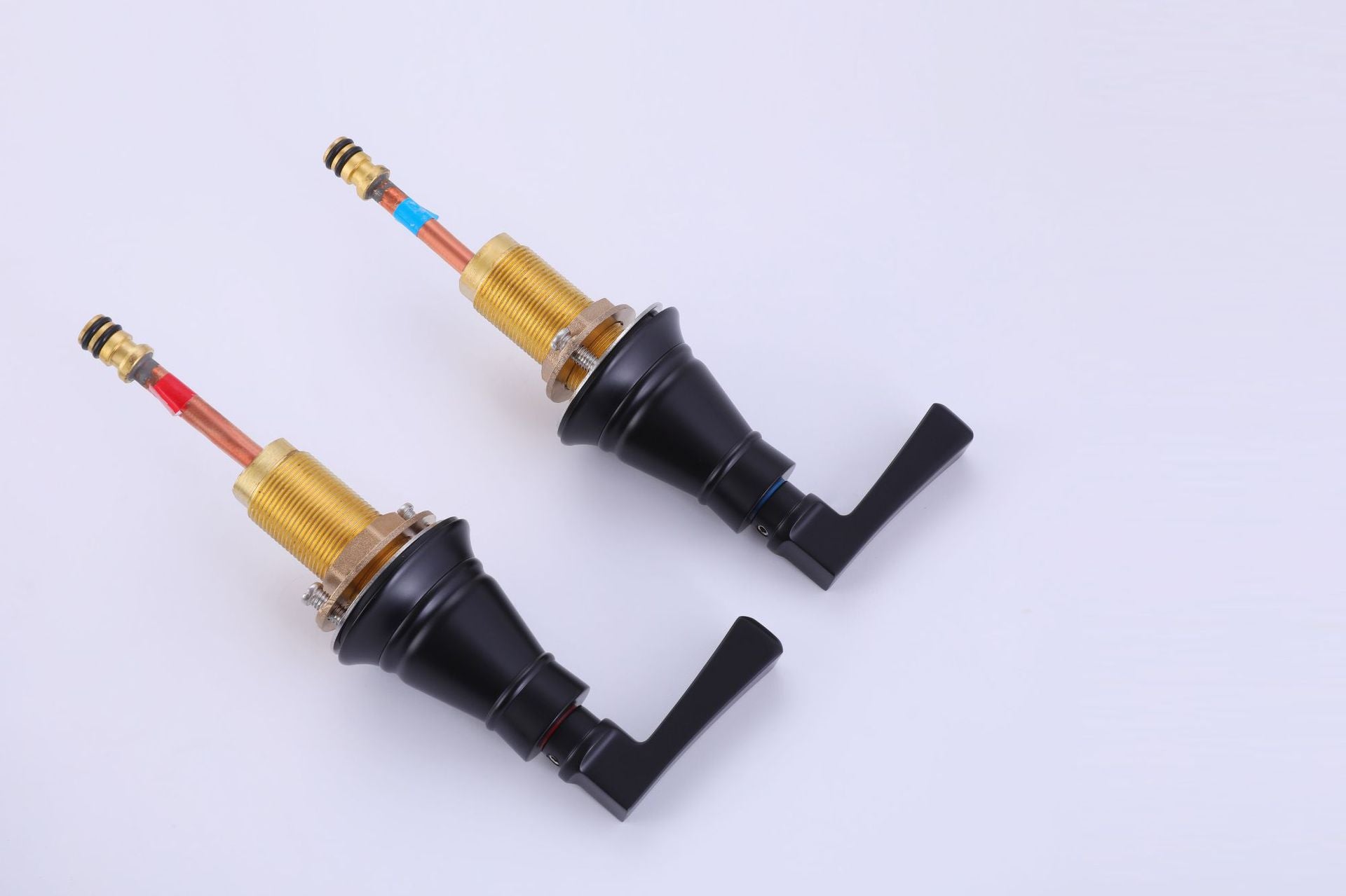 Full Brass Three Hole Faucet, Cold and Hot European Split Bathroom Faucet - Matte Black