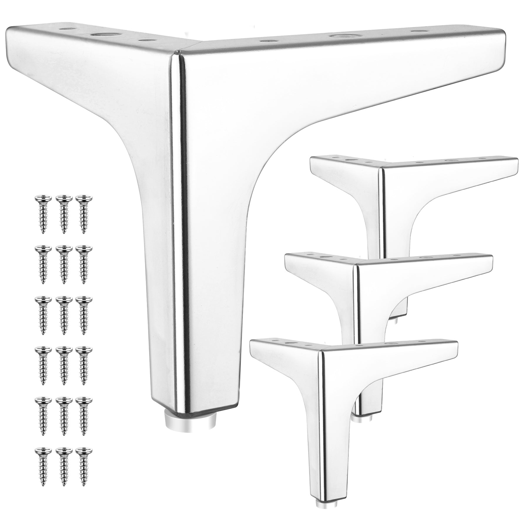 Eumtenr 4 Inch Solid Metal Furniture Legs, Polished Chrome (Set of 4)