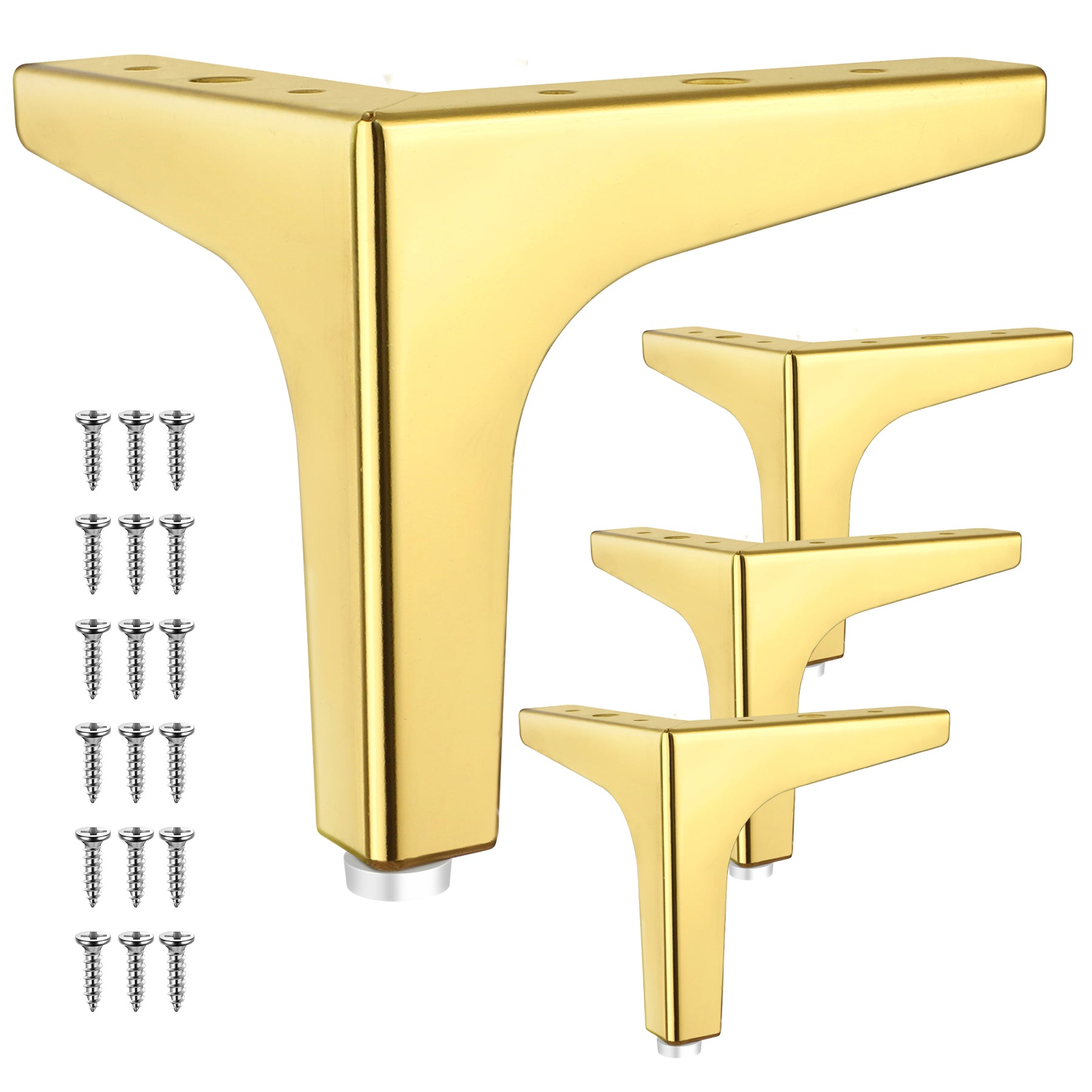 Eumtenr 4 Inch Solid Metal Furniture Legs, Polished Gold (Set of 4)