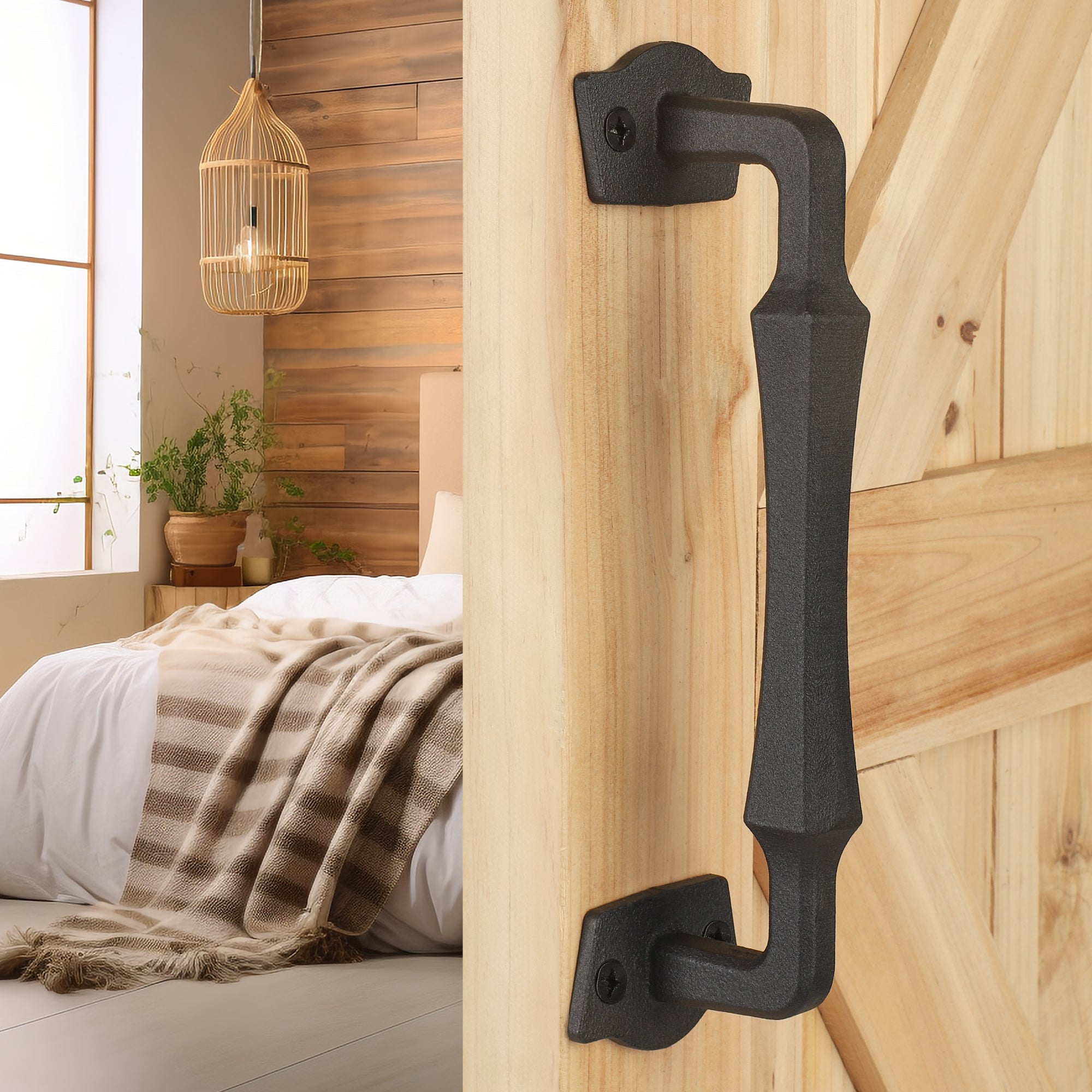 Heavy Duty 10 Inch Sliding Barn Door Handles for DIY Sliding Barn Door, Gate, Shed, Garage - Matte Black