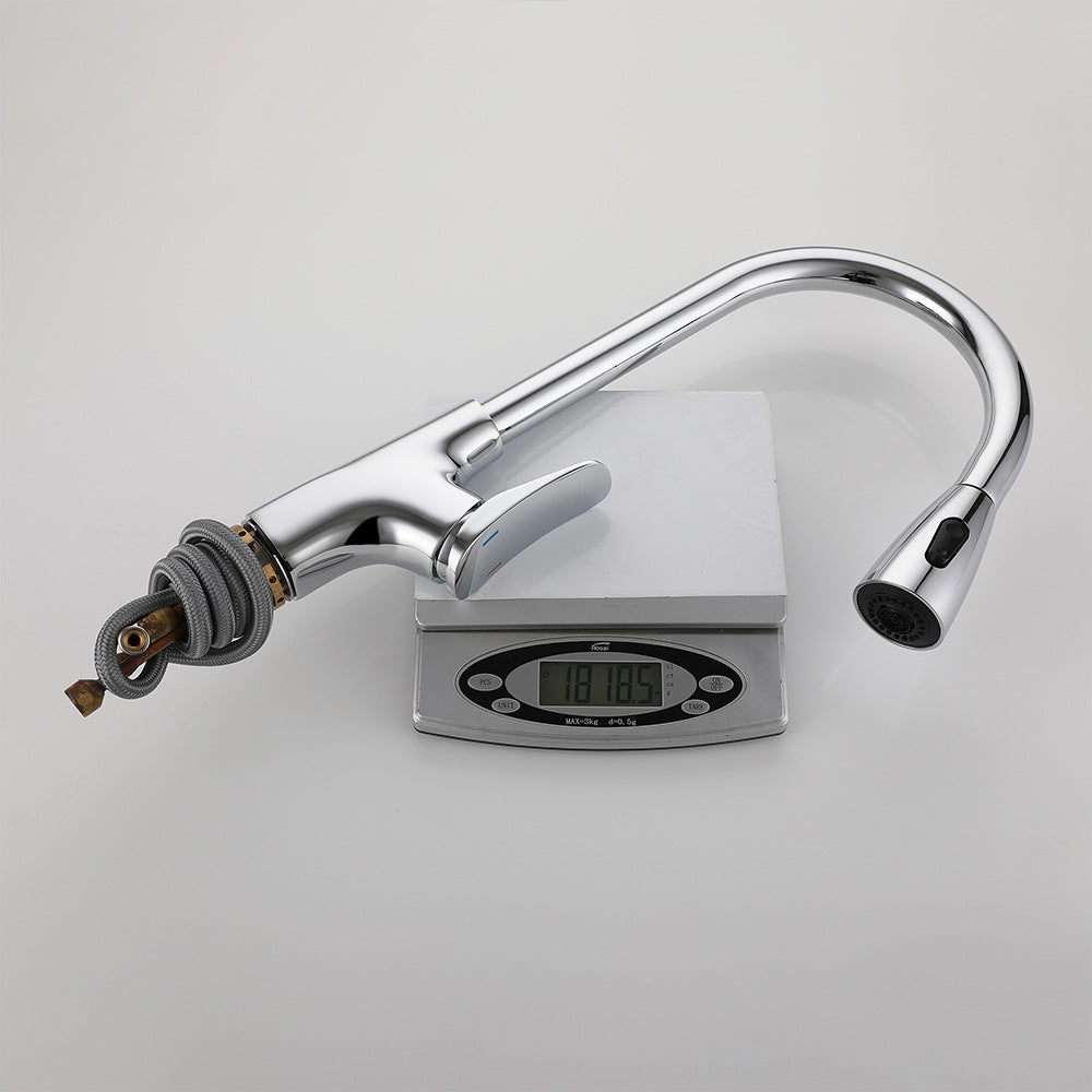 Eumtenr All Brass Single Hole Pull Down Sprayer Single Control Kitchen Faucet