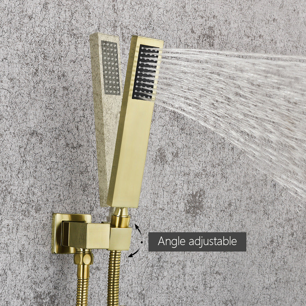 Eumtenr 8 Inch All Brass Shower with Dual Function Wall Mounted Shower Set
