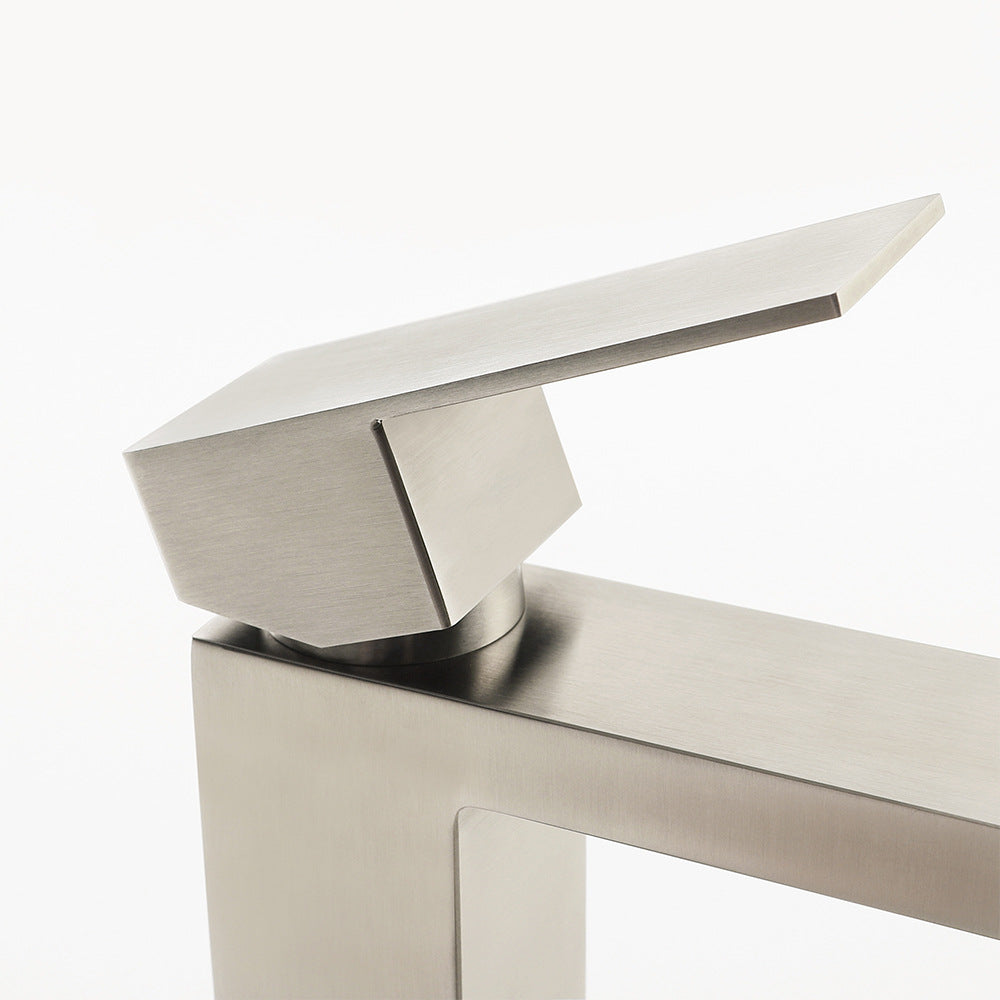 Modern 304 Stainless Steel Square Cold and Hot Single Hole Basin Faucet