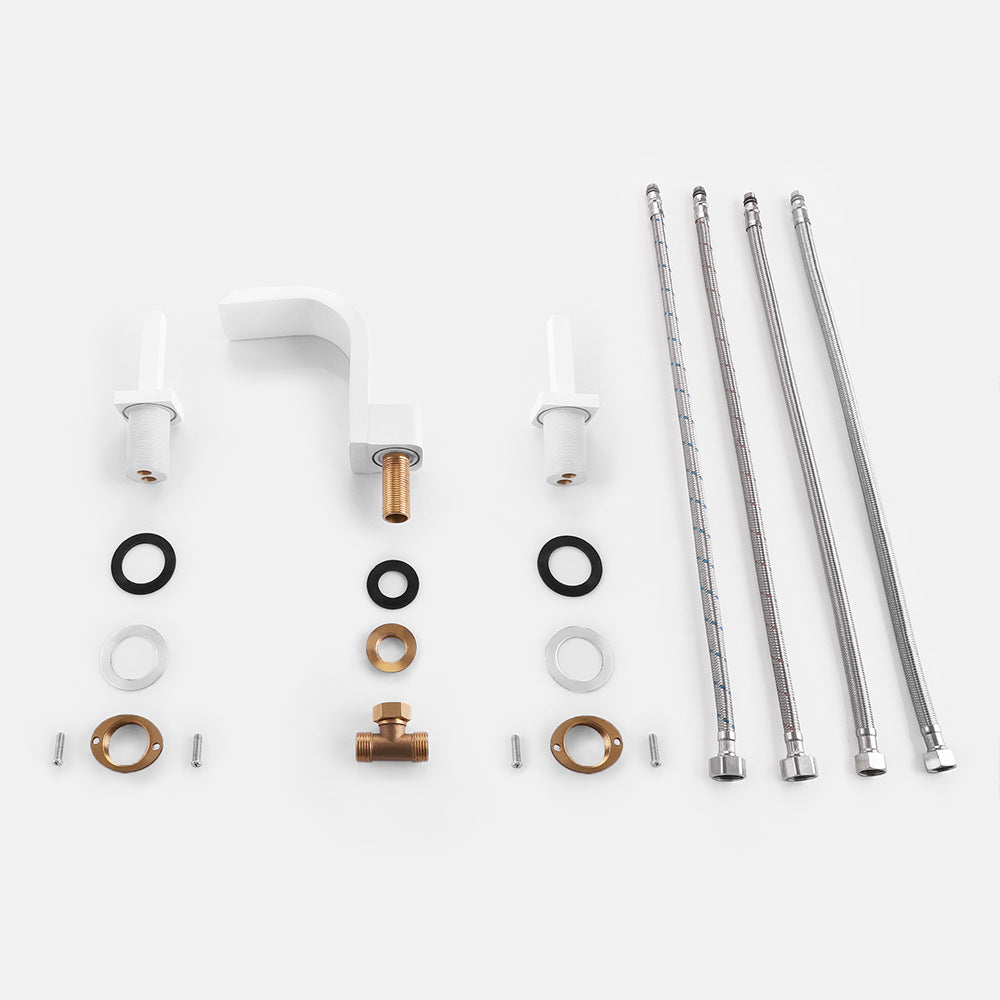 Brass Waterfall Basin Faucet with Dual Control of Cold and Hot Handles