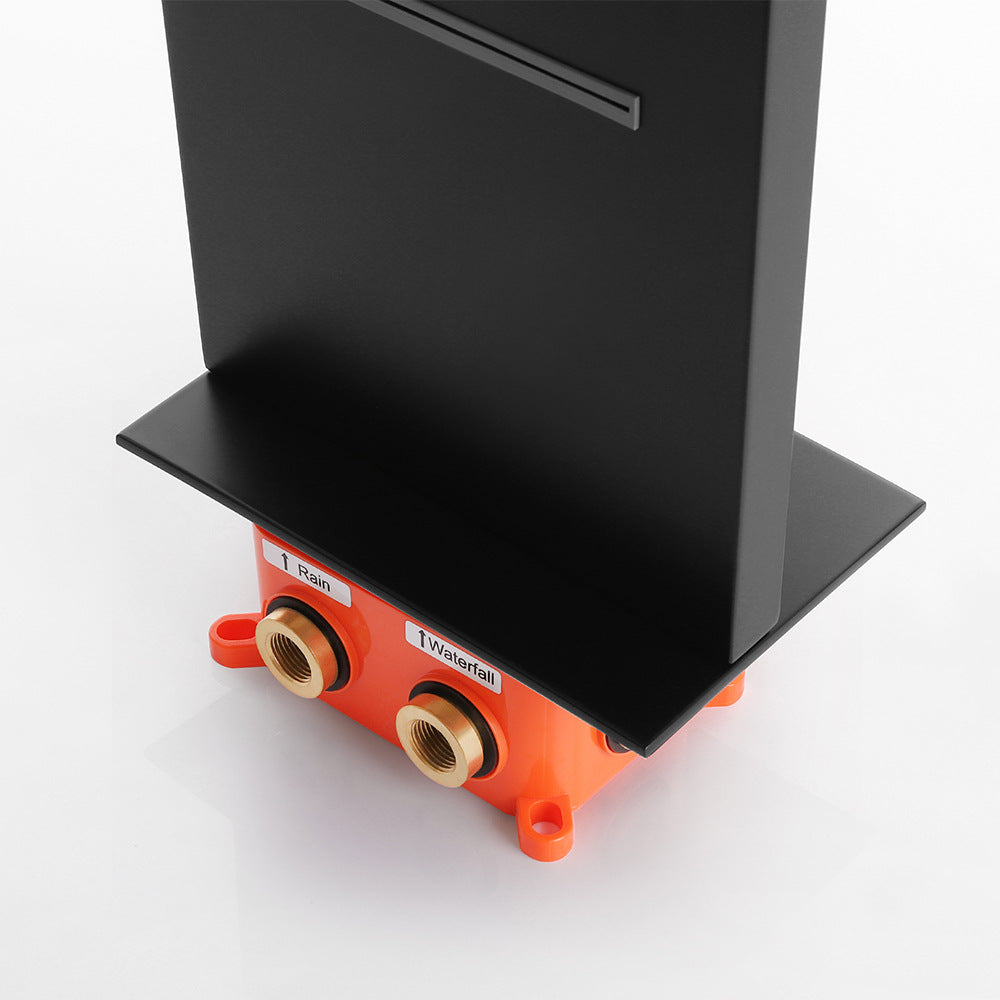 Eumtenr Brass Shower System Combo Set Black Wall Mount Faucet Bathroom Faucets