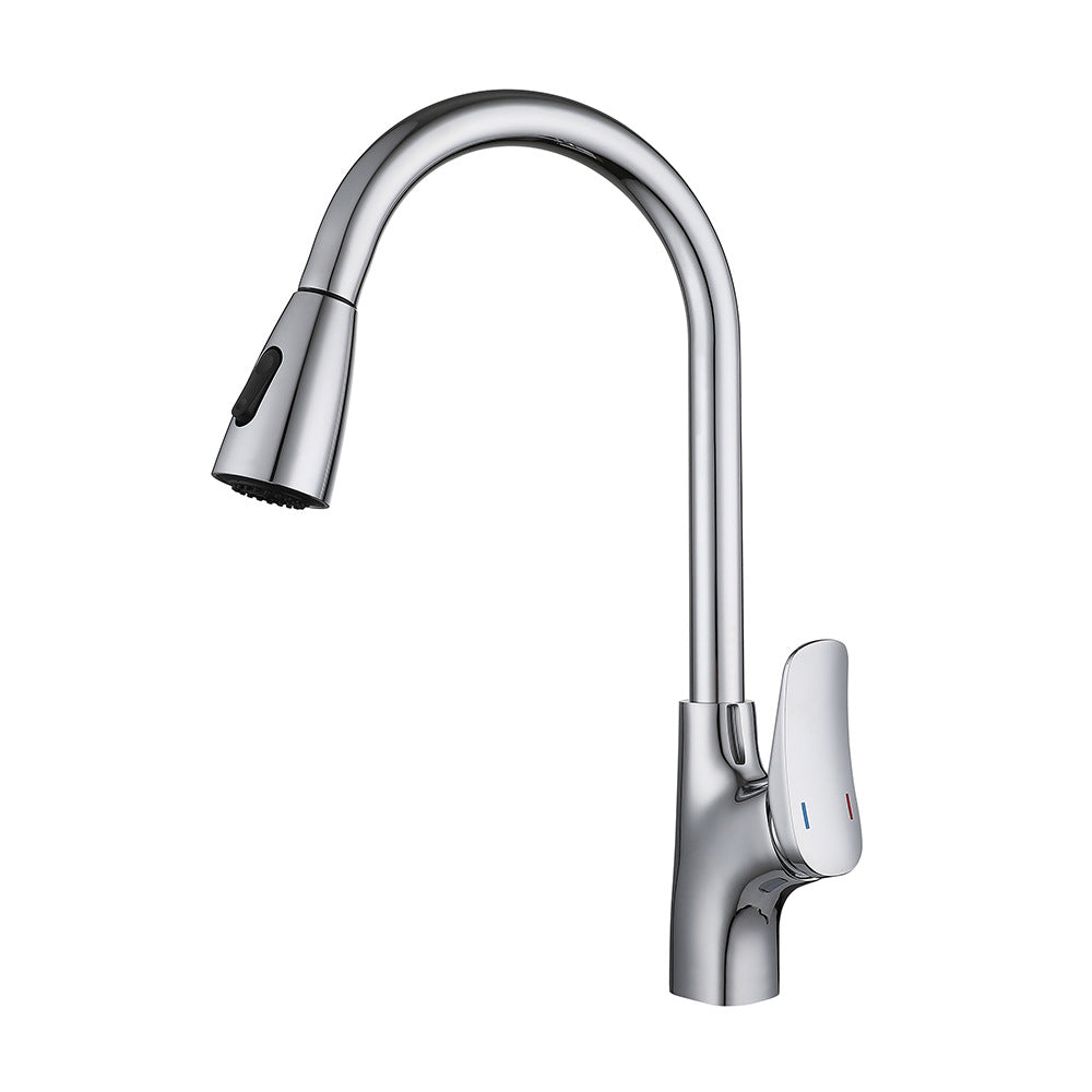 Eumtenr All Brass Single Hole Pull Down Sprayer Single Control Kitchen Faucet