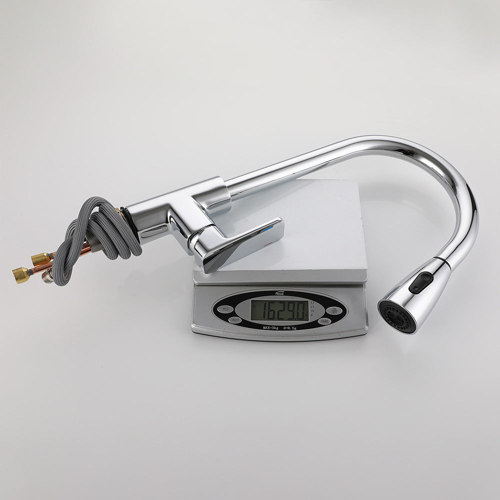 Eumtenr All Brass Cold and Hot Single Hole Pull Down Sprayer Single Control Kitchen Faucet