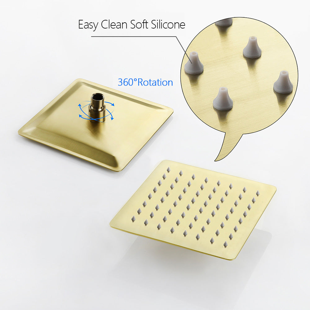 Eumtenr 8 Inch All Brass Shower with Dual Function Wall Mounted Shower Set