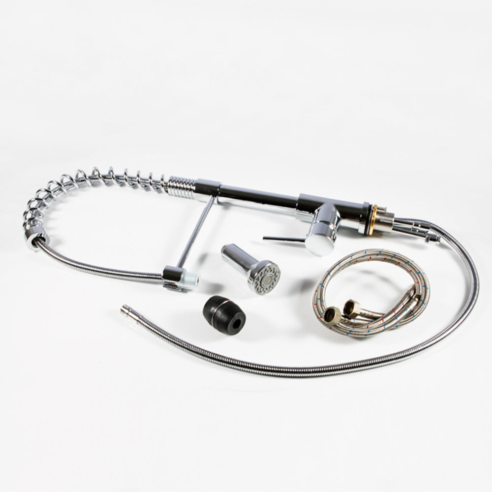 Eumtenr Commercial Stainless Steel Single Handle Single Hole Pull Down Sprayer Kitchen Sink Faucet