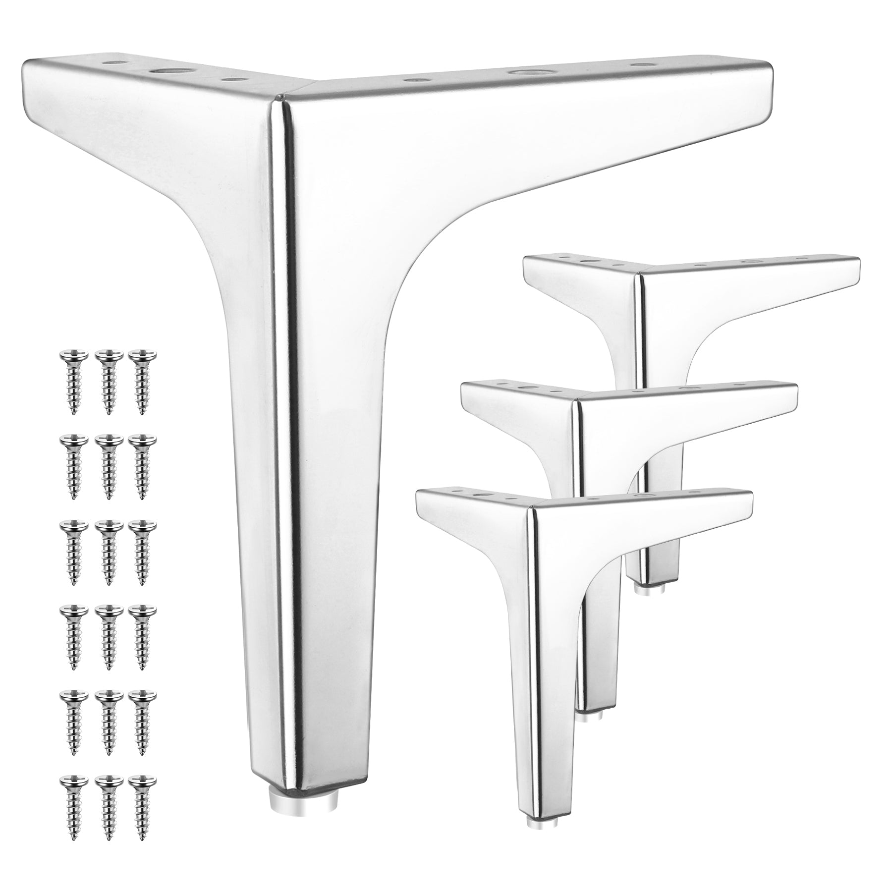 Eumtenr 4 Inch Solid Metal Furniture Legs, Polished Chrome (Set of 4)