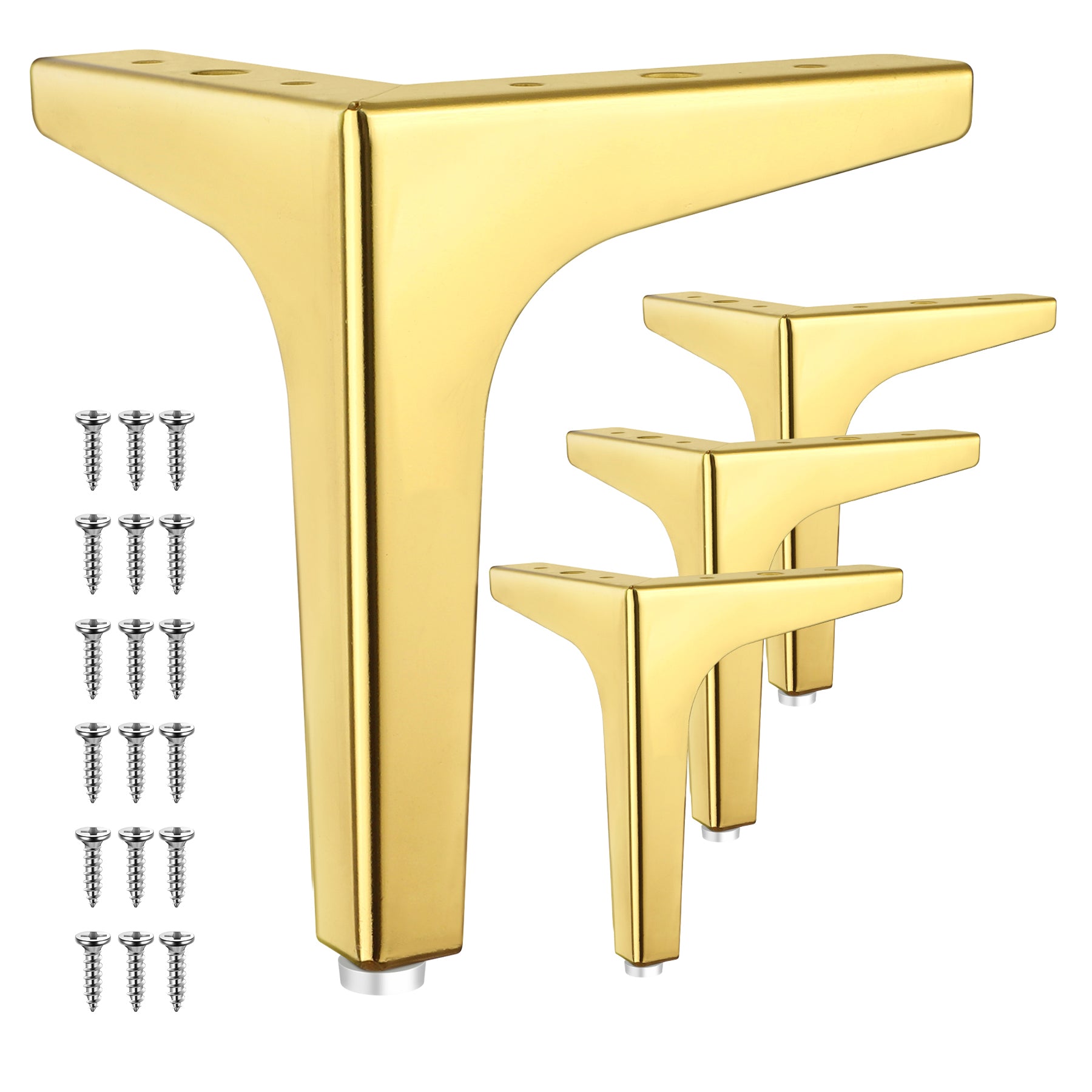 Eumtenr 4 Inch Solid Metal Furniture Legs, Polished Gold (Set of 4)
