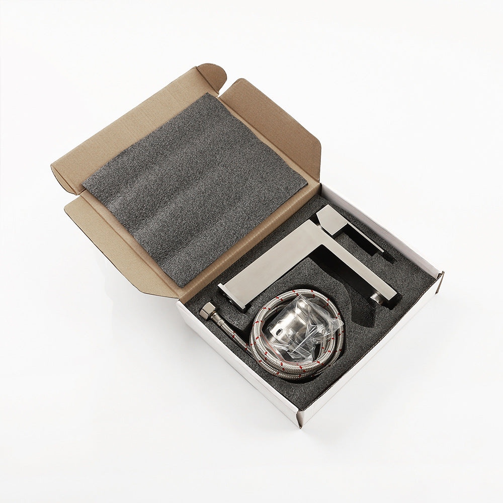 Modern 304 Stainless Steel Square Cold and Hot Single Hole Basin Faucet