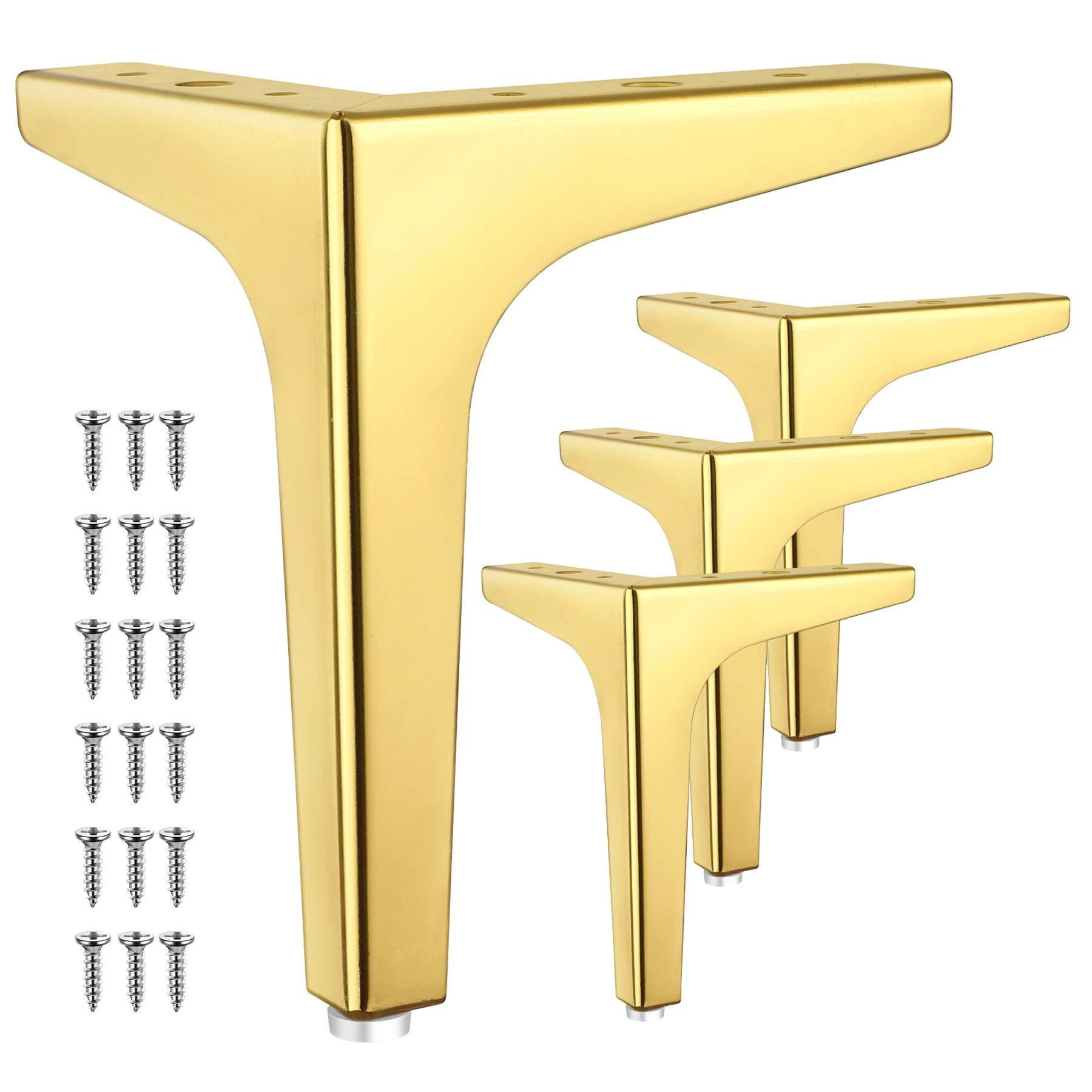 Eumtenr 4 Inch Solid Metal Furniture Legs, Polished Gold (Set of 4)