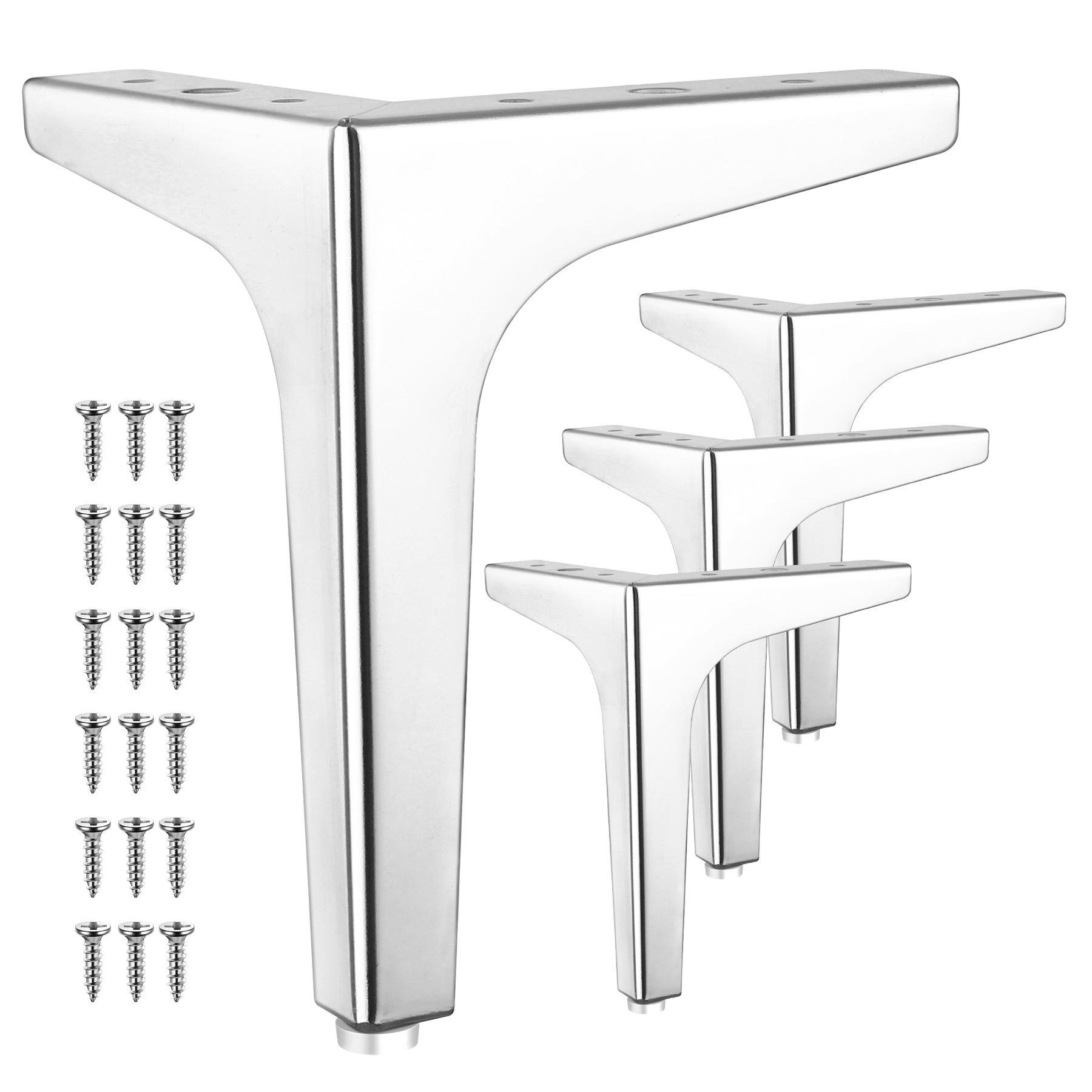 Eumtenr 4 Inch Solid Metal Furniture Legs, Polished Chrome (Set of 4)