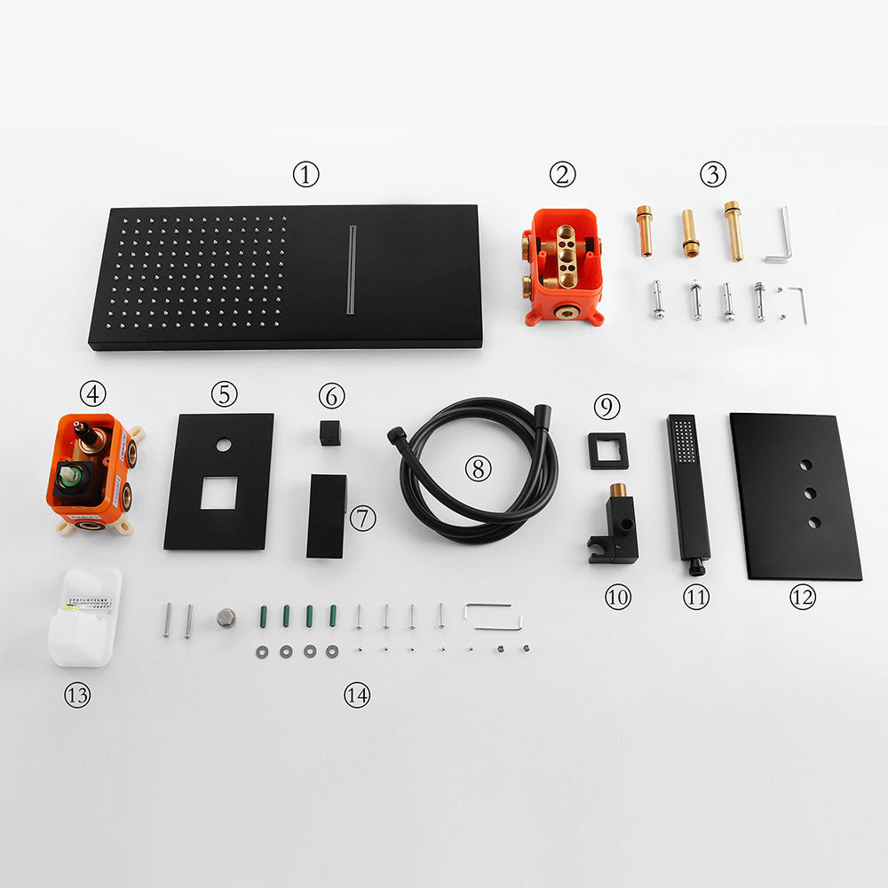 Eumtenr Brass Shower System Combo Set Black Wall Mount Faucet Bathroom Faucets