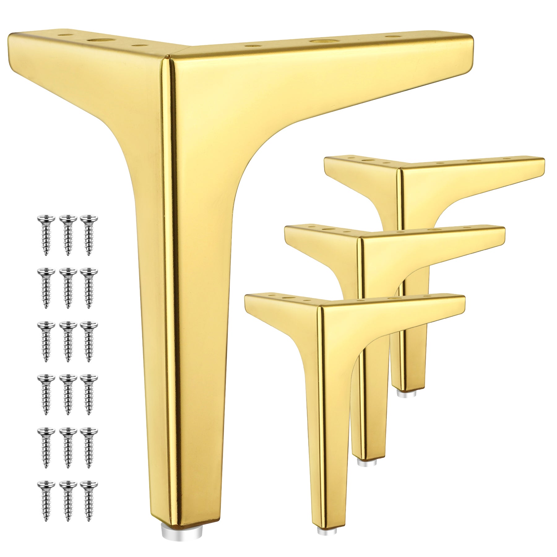 Eumtenr 4 Inch Solid Metal Furniture Legs, Polished Gold (Set of 4)