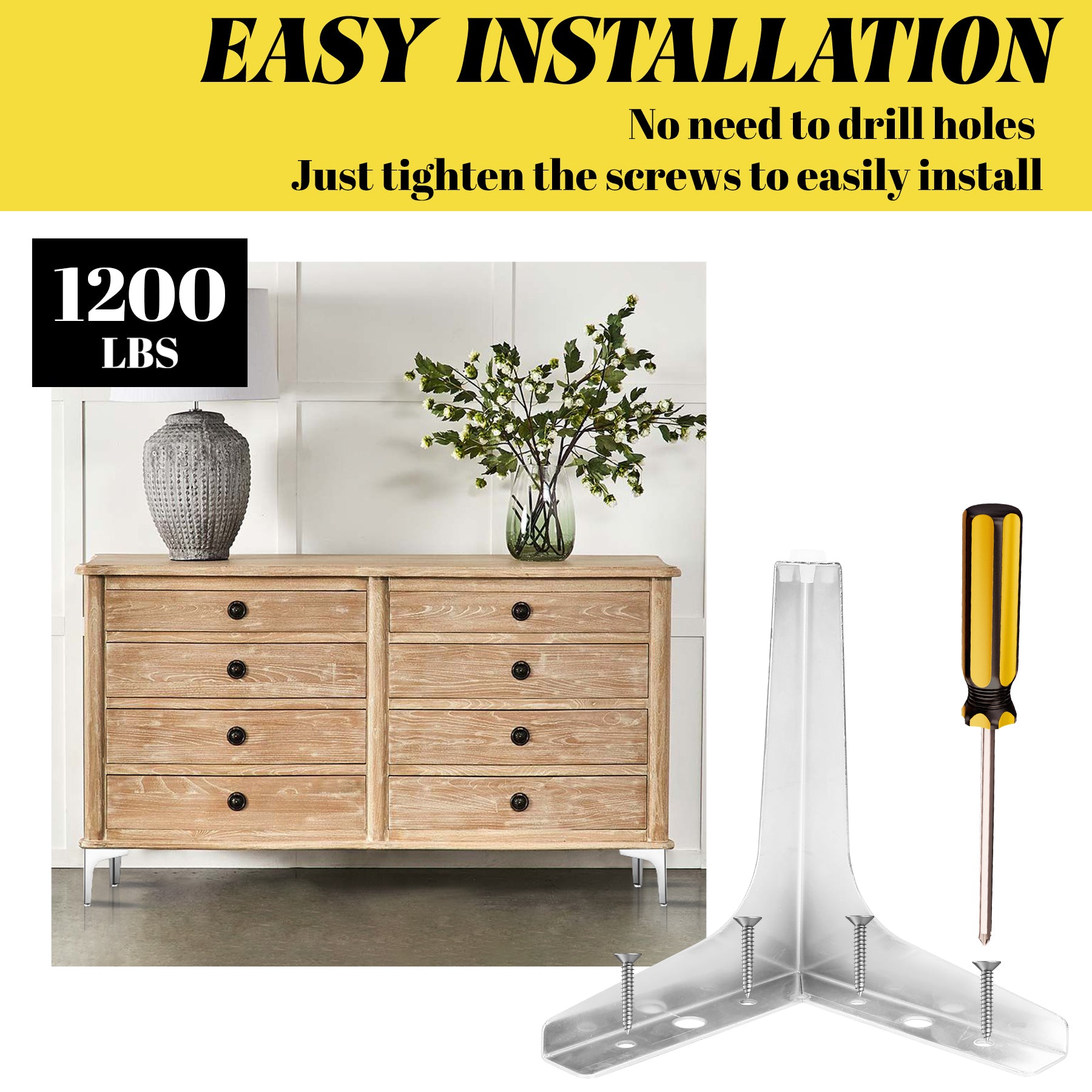 Eumtenr 4 Inch Solid Metal Furniture Legs, Polished Chrome (Set of 4)