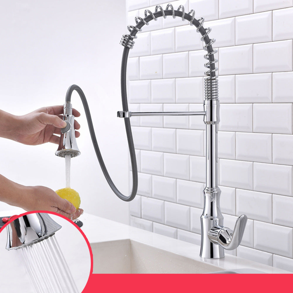 Commercial Brass Single Handle Single Hole Pull Down Sprayer Kitchen Sink Faucet