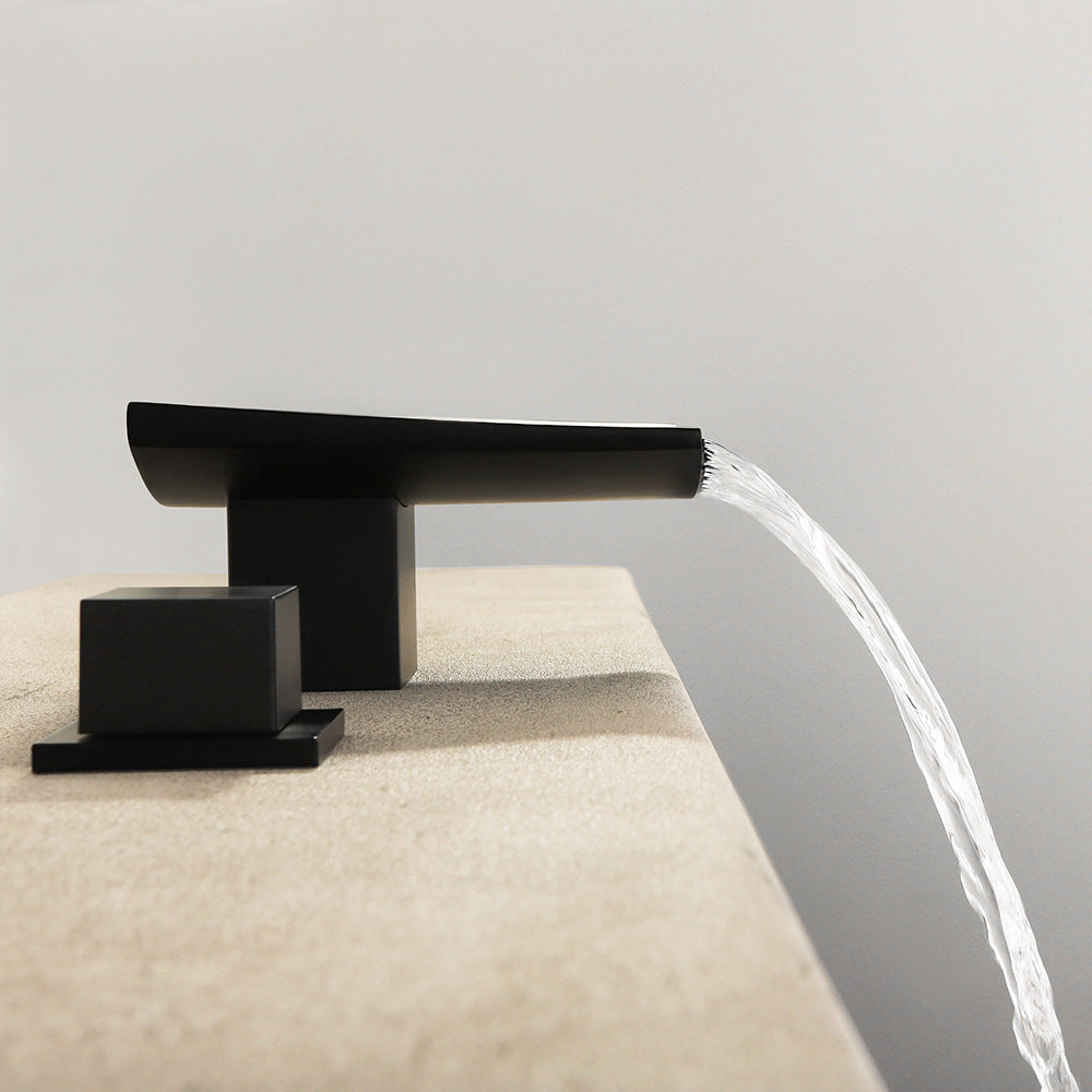 Waterfall Brass 3 Holes Bathroom Faucets with 2 Handles