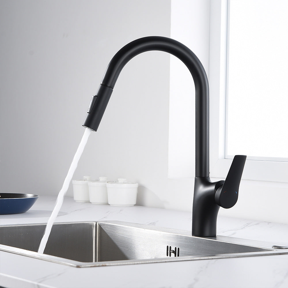 Full Brass Single Handle Single Hole Pull Down Sprayer Kitchen Sink Faucet (Dual Outlet Mode)