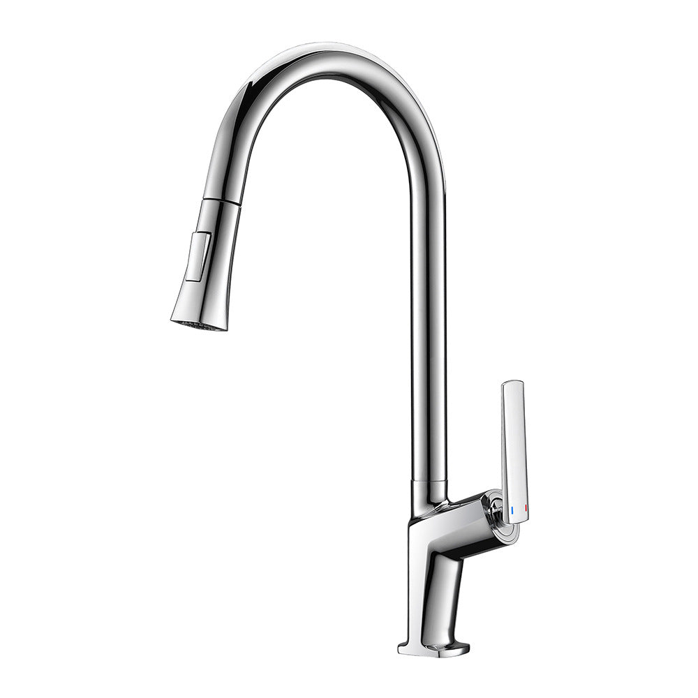 Full Brass Hot and Cold Water Pull Down Sprayer Kitchen Faucet