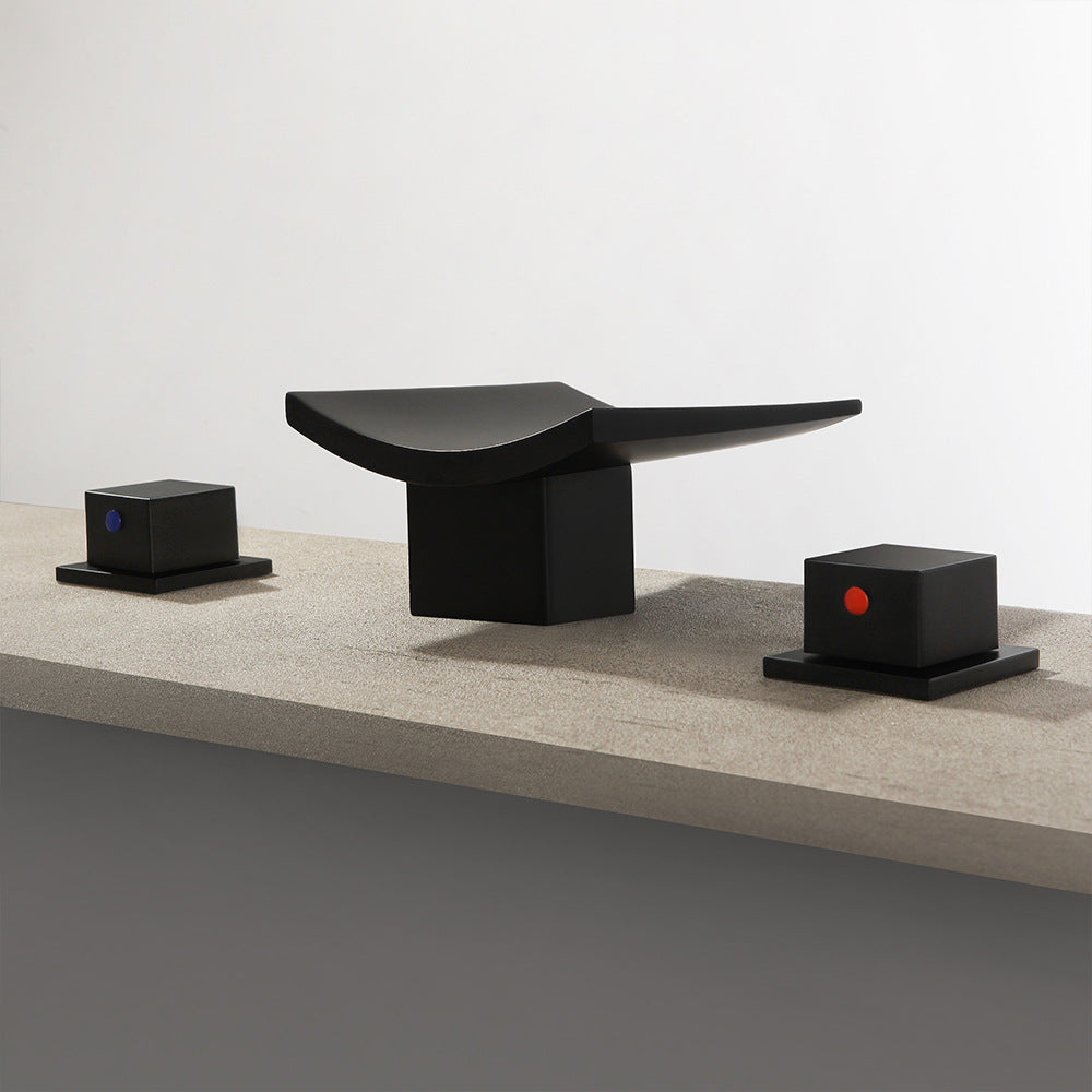 Waterfall Brass 3 Holes Bathroom Faucets with 2 Handles