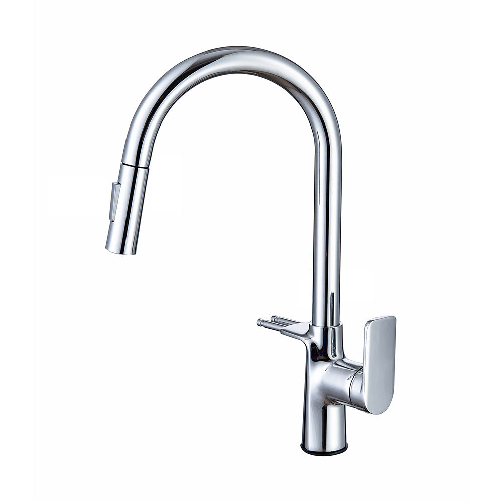 Brass Pulling and Retracting Kitchen Faucet (Hot and Cold Water with Hook)