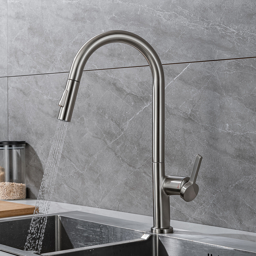 Brass Pulling and Retracting Kitchen Faucet with Hot and Cold Water