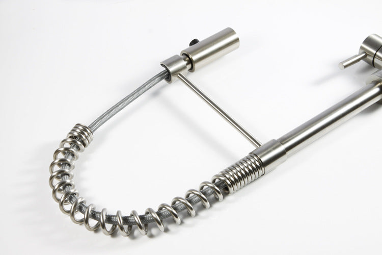 Commercial Stainless Steel Single Handle Single Hole Pull Down Sprayer Kitchen Sink Faucet