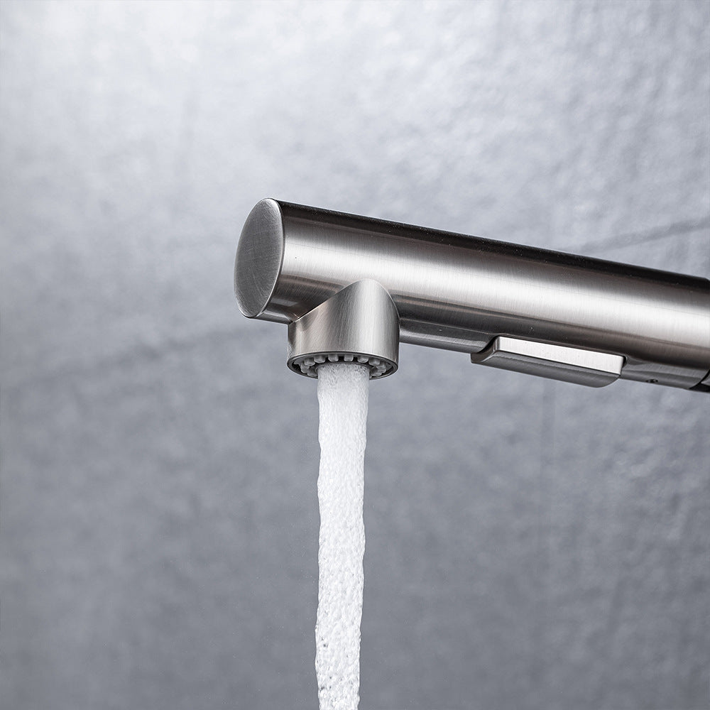 Simple Style Brass Dual Mode Spout Pull Out Kitchen Faucet - Swivel