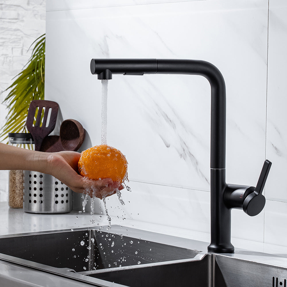 Simple Style Brass Dual Mode Spout Pull Out Kitchen Faucet - Swivel