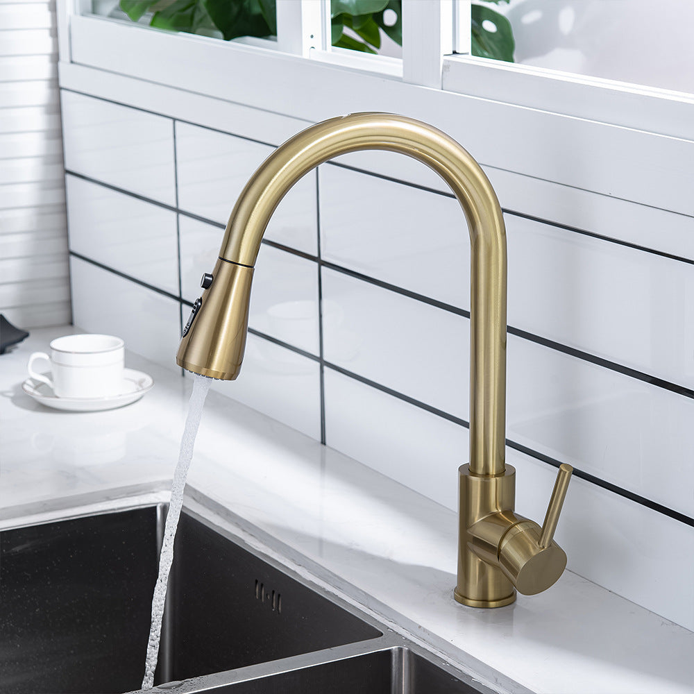 Kitchen Sink Faucet, Kitchen Faucet Brass with Pull Down Sprayer