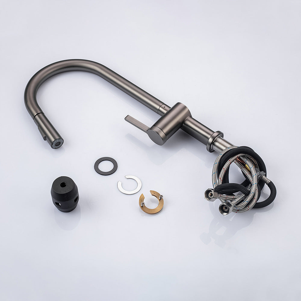 Brass Pulling and Retracting Kitchen Faucet with Hot and Cold Water