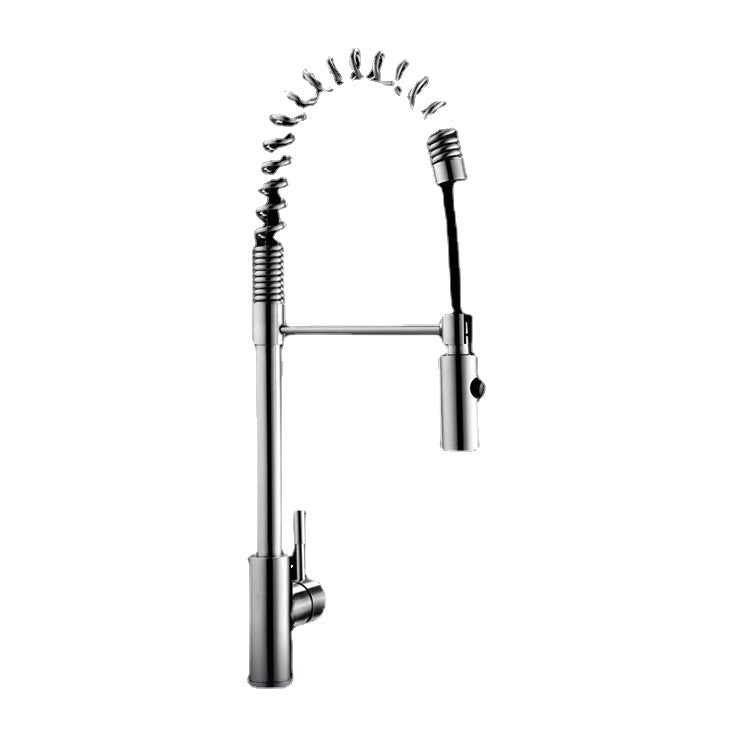 Commercial Stainless Steel Single Handle Single Hole Pull Down Sprayer Kitchen Sink Faucet