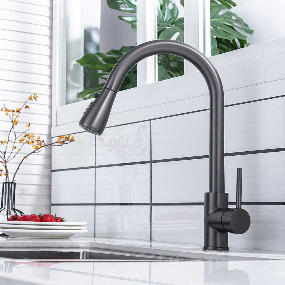 Kitchen Sink Faucet, Kitchen Faucet Brass with Pull Down Sprayer