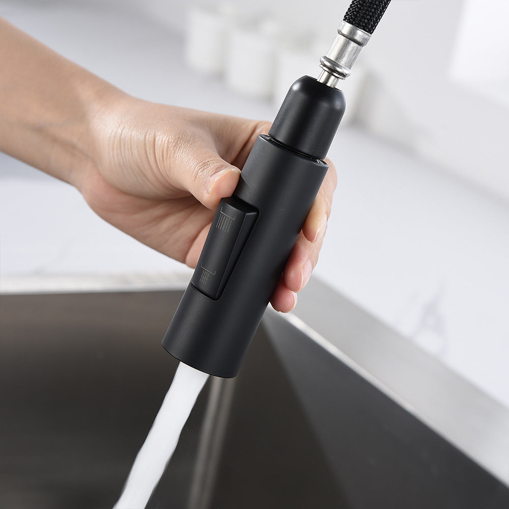 Full Brass Single Handle Single Hole Pull Down Sprayer Kitchen Sink Faucet (Dual Outlet Mode)