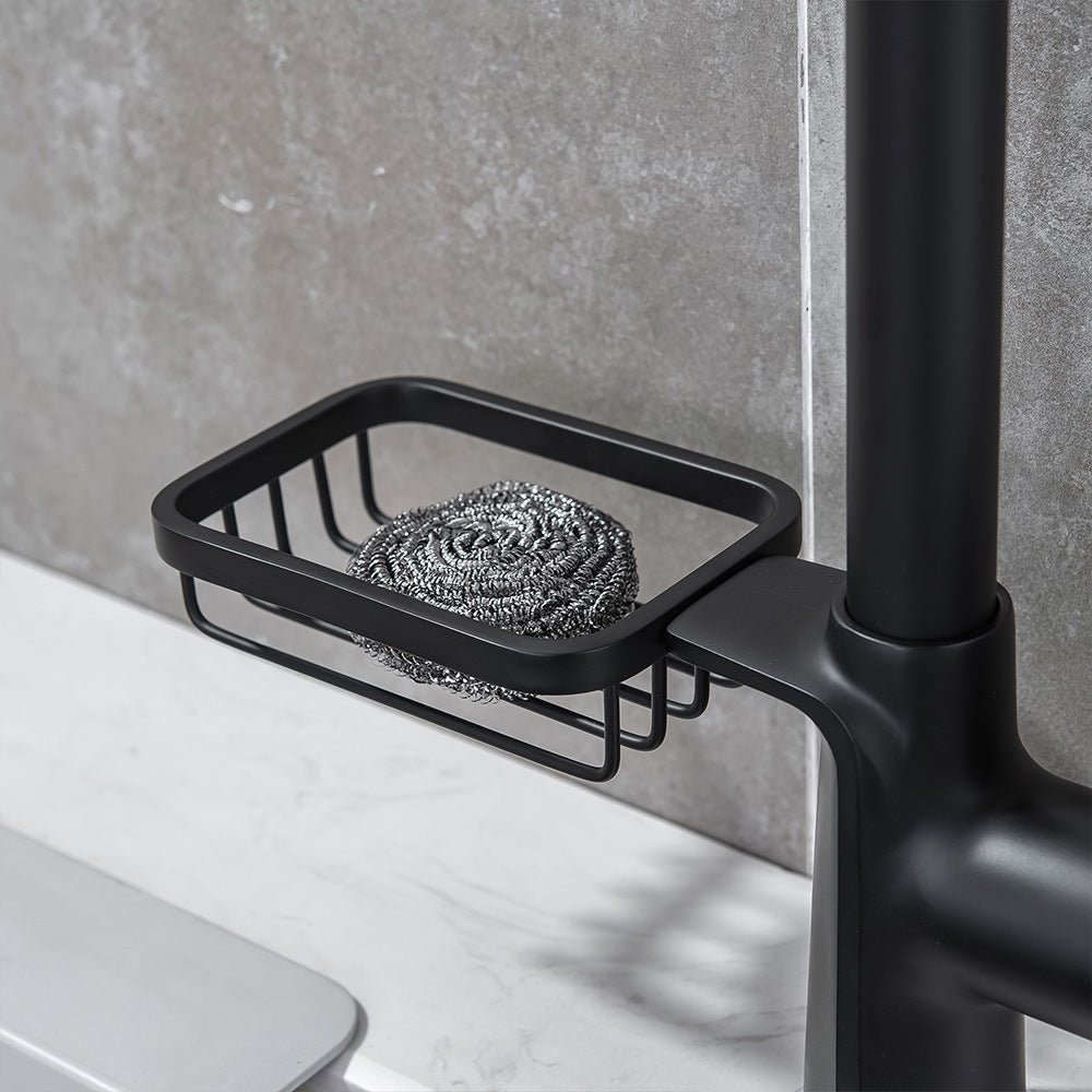 Full Brass Hot and Cold Water Pull Down Sprayer Kitchen Faucet with Storage Basket