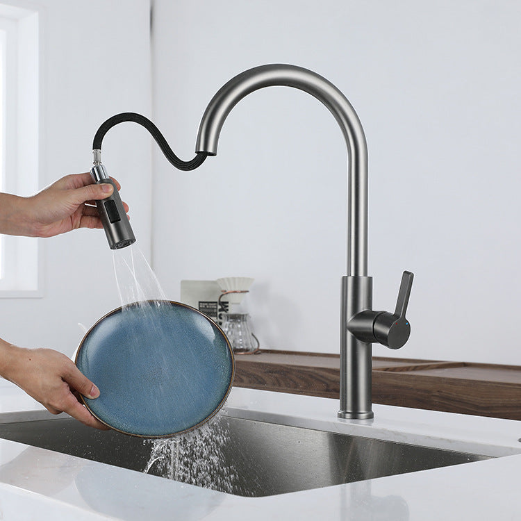 Stainless Steel Hot and Cold Water Pull Down Sprayer Kitchen Faucet