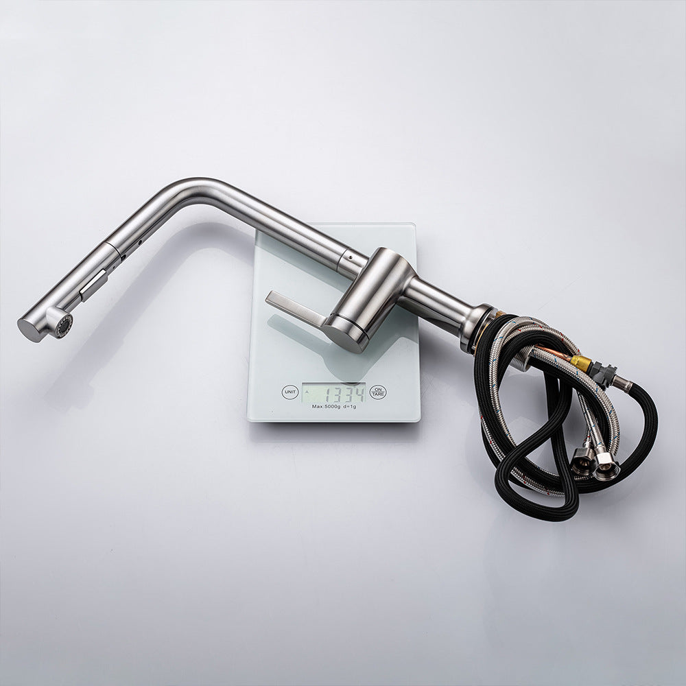 Simple Style Brass Dual Mode Spout Pull Out Kitchen Faucet - Swivel