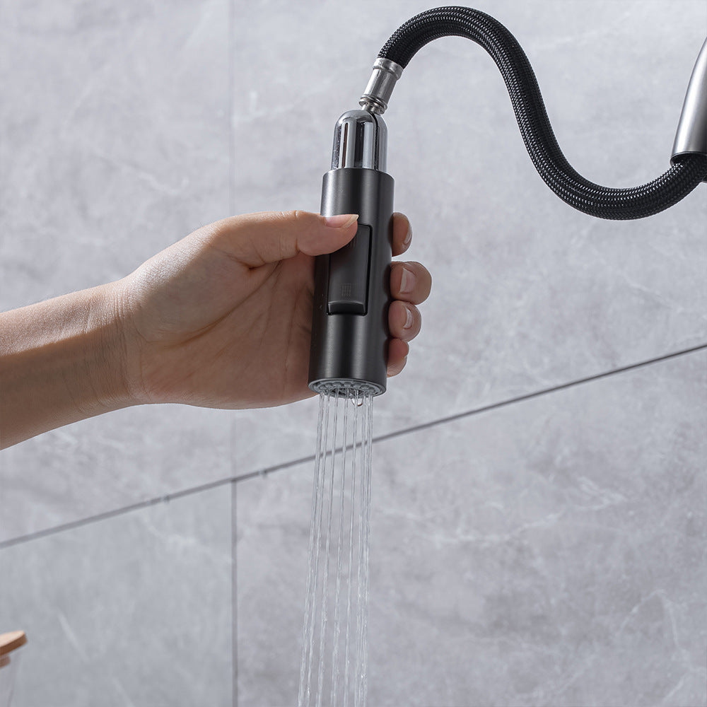 Brass Pulling and Retracting Kitchen Faucet with Hot and Cold Water