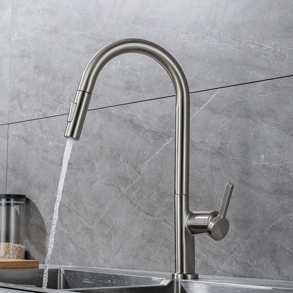 Brass Pulling and Retracting Kitchen Faucet with Hot and Cold Water