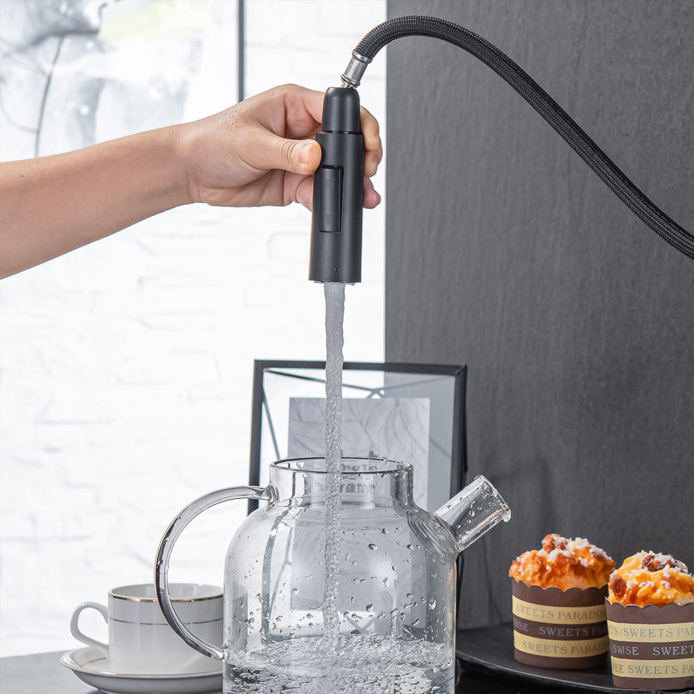 Brass Pulling and Retracting Kitchen Faucet (Hot and Cold Water with Hook)