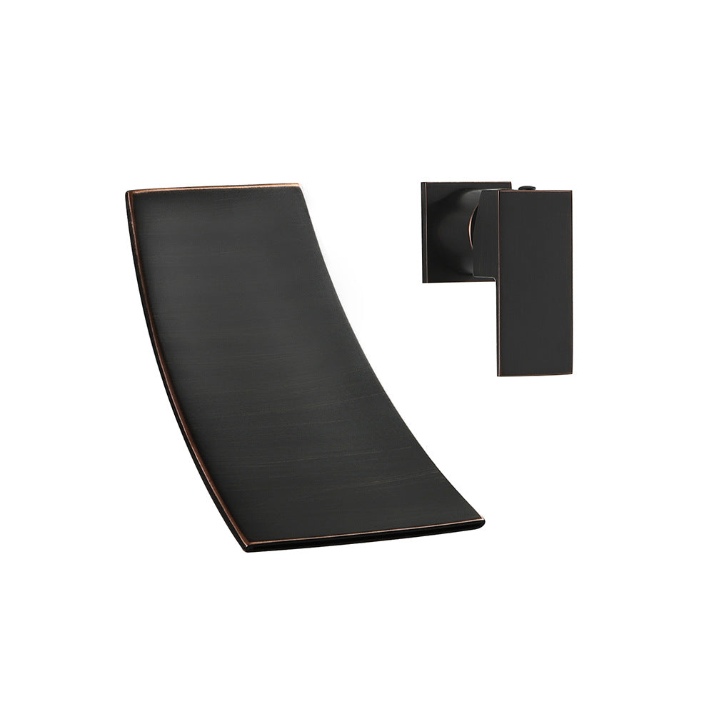 Wall Mount Waterfall Brass 2 Holes Bathroom Faucets with Single Handles