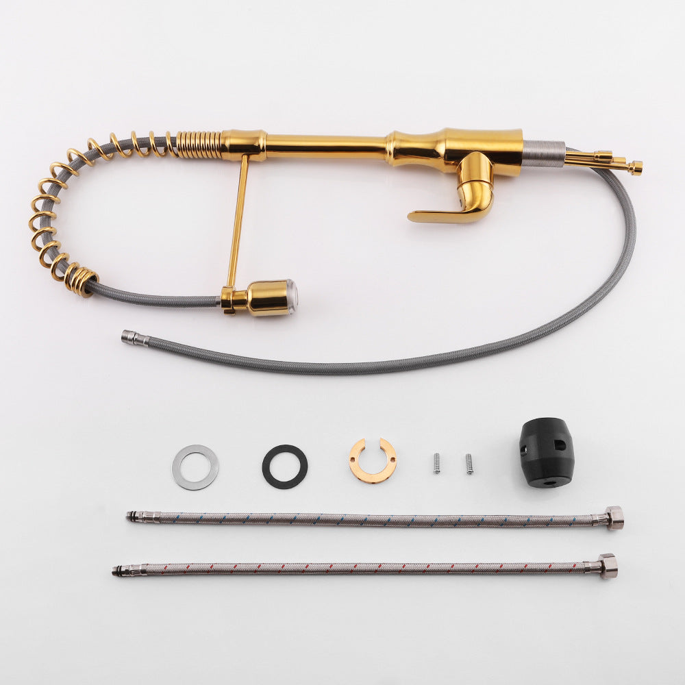 Commercial Single Handle Pull Down Sprayer Kitchen Faucet, with LED Light