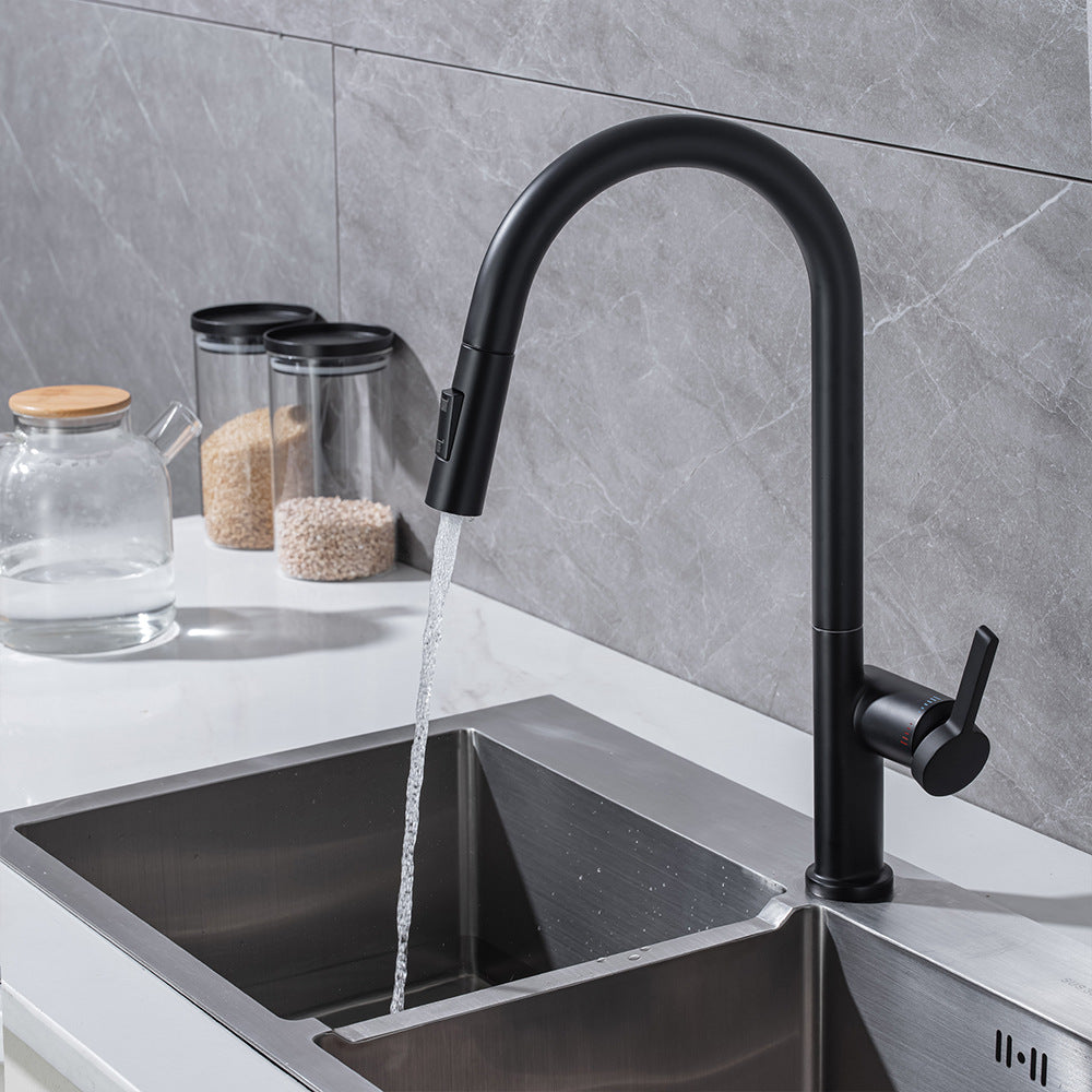 Brass Pulling and Retracting Kitchen Faucet with Hot and Cold Water