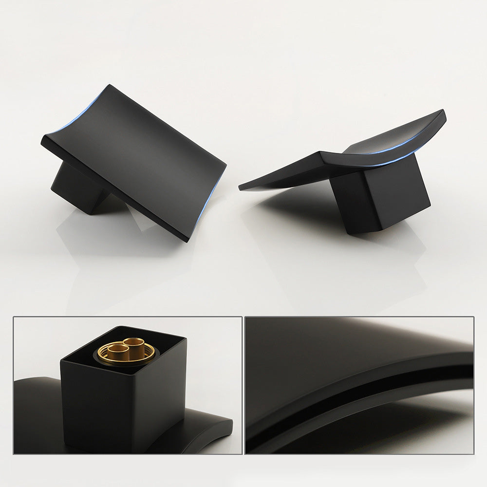 Waterfall Brass 3 Holes Bathroom Faucets with 2 Handles