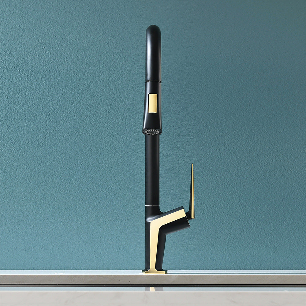 Full Brass Hot and Cold Water Pull Down Sprayer Kitchen Faucet
