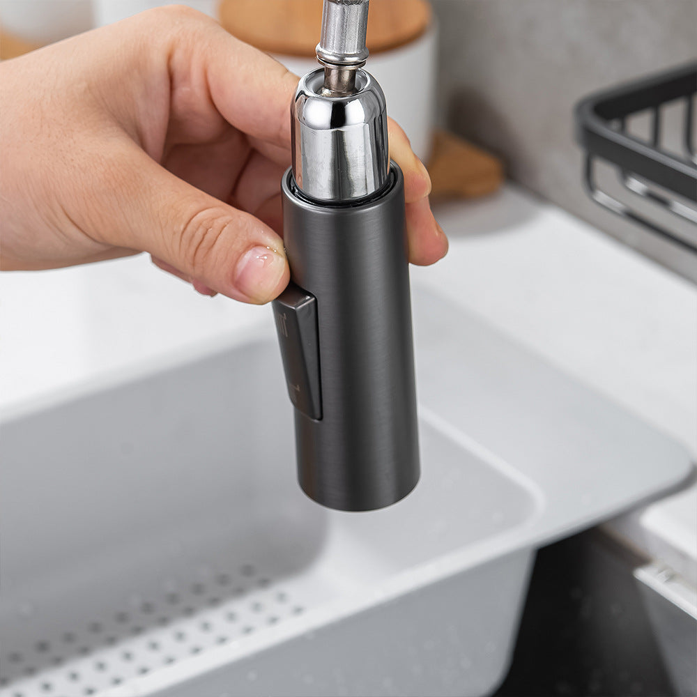 Full Brass Hot and Cold Water Pull Down Sprayer Kitchen Faucet with Storage Basket